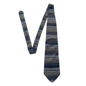 Puritan Men’s Blue Gray‎ Tan Stripe Abstract Pattern 100% Silk Classic Neck Tie